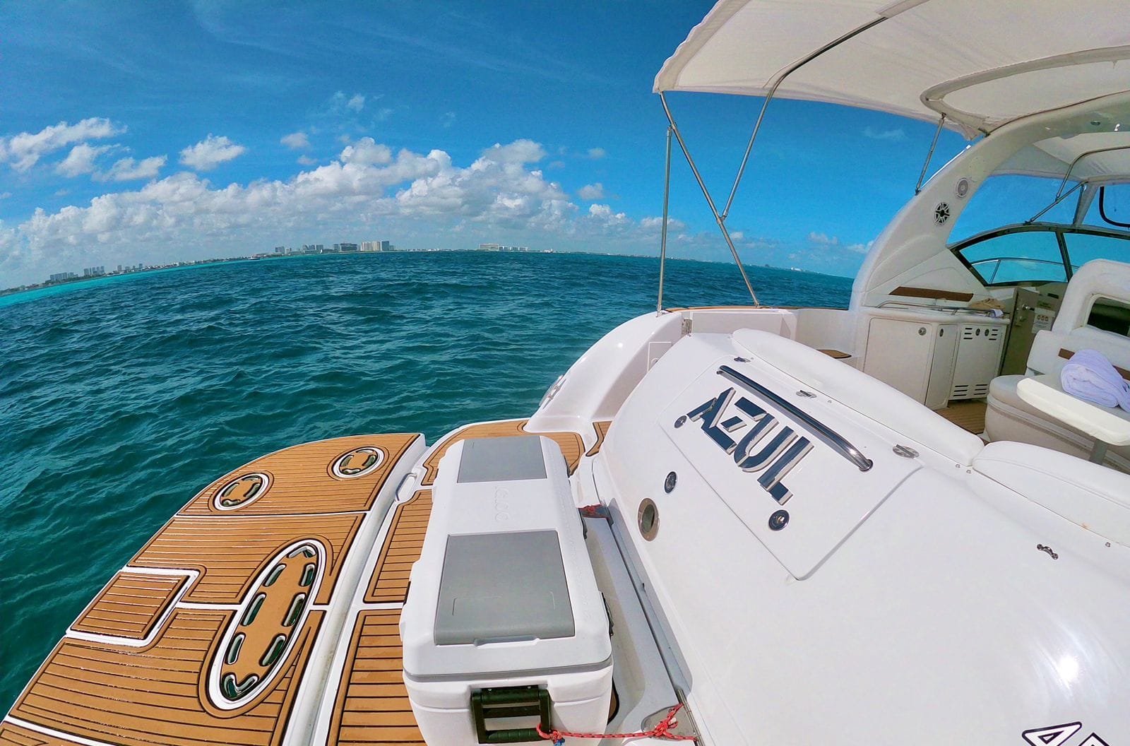 Outdoor seating on Azul yacht