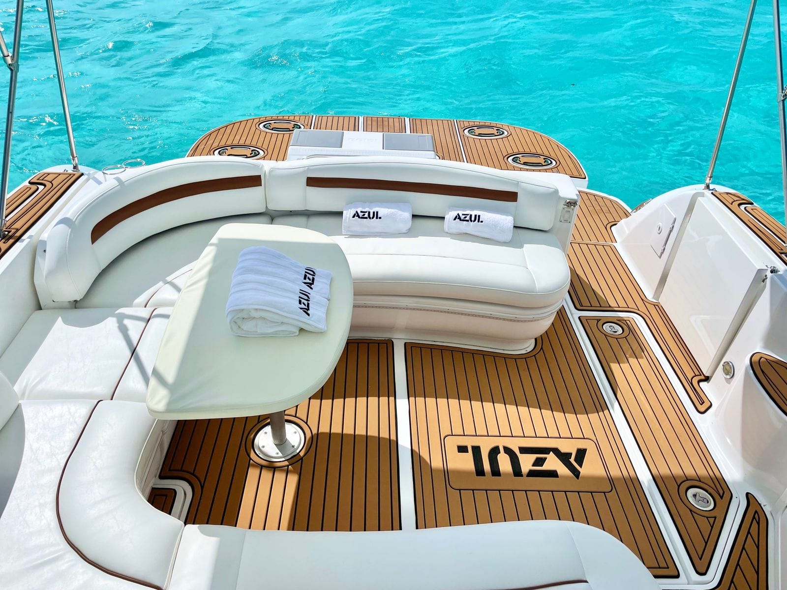 Rear lounge and swim platform on Azul