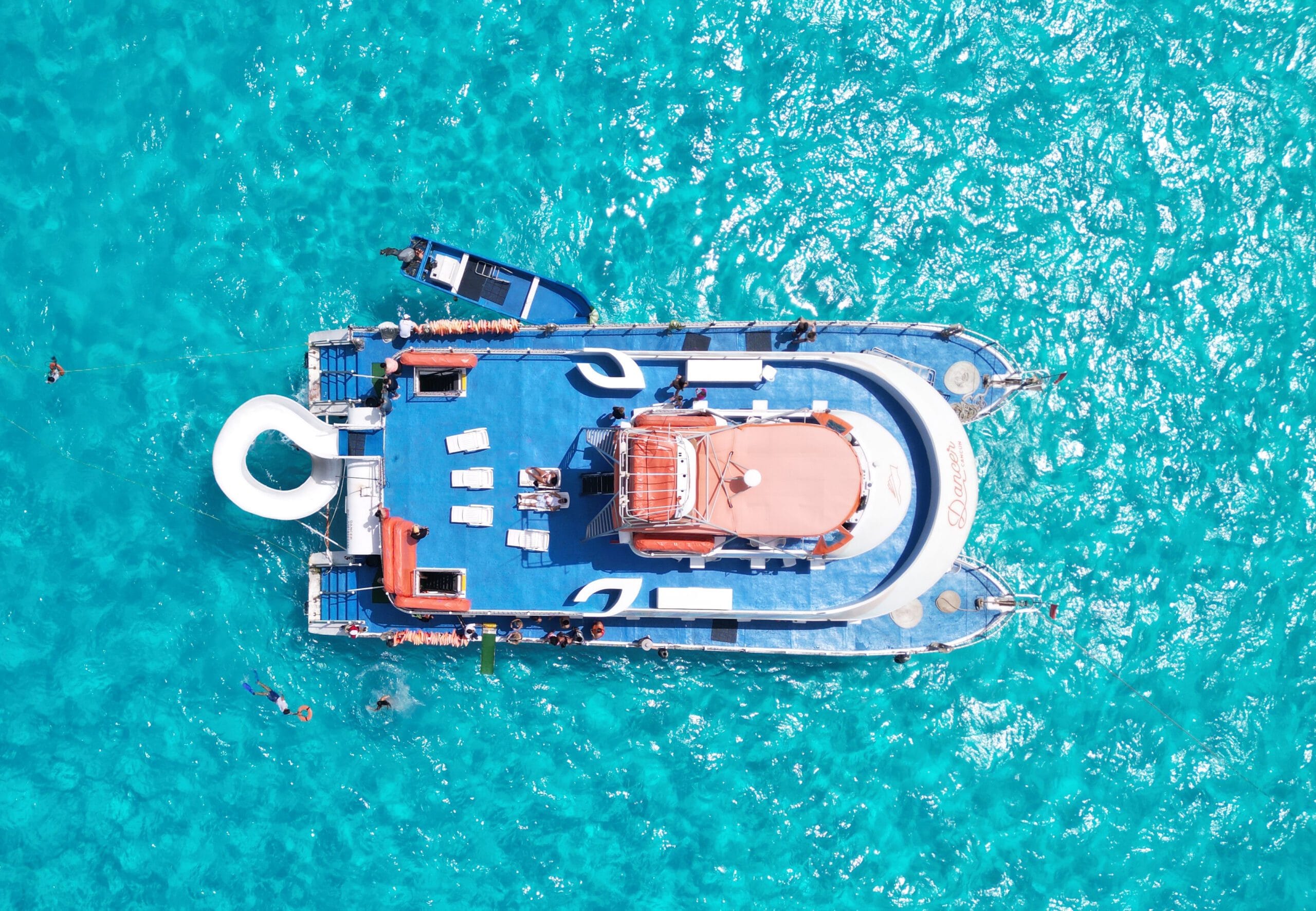 Aerial view of Dancer Catamaran deck