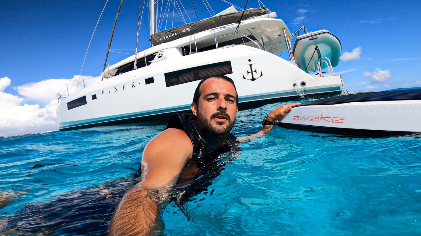 Mauricio Mau Bravo Cancun yacht specialist with luxury catamaran and Awake electric board